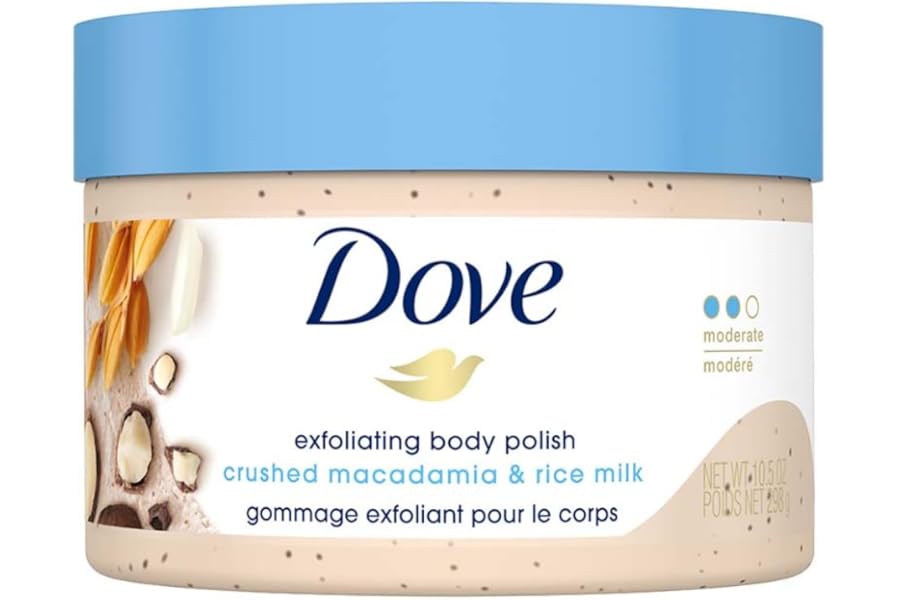 Dove Scrub Macadamia & Rice Milk Reveals Visibly Smoother Skin Body Scrub That Nourishes Skin 10.5 oz