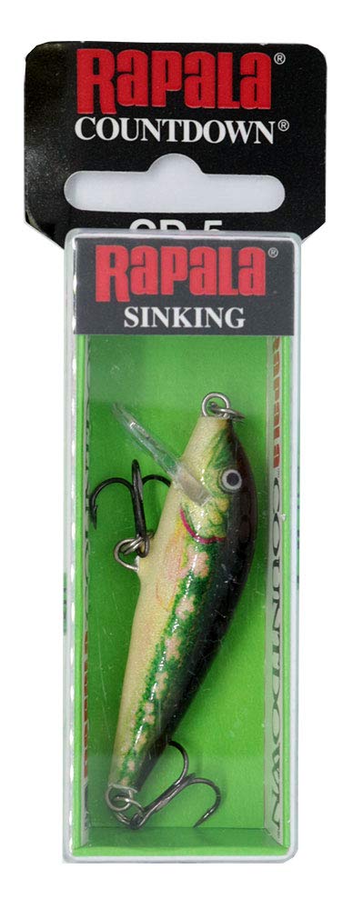 Rapala CountDown Lure with Two No. 10 Hooks, 0.9-1.8 m Swimming Depth, 5 cm Size, Minnow