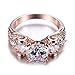 JunXin Top 10 KT Rose Gold Plated Ring,Women and Man Wedding Engagement Promise Rings,Three Stone rings to Show You Unlimited Beauty and Self confidence