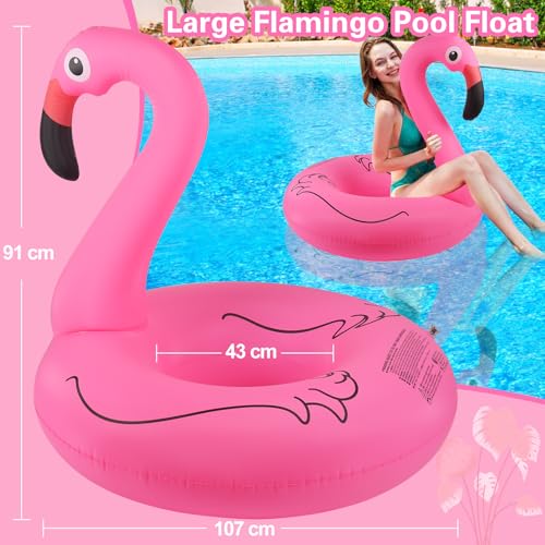DeeprBlu Swimming Pool Floats Adult, 42" Large Pool Float, Pink Flamingo Inflatable Pools, High Load Capacity and Superior Durability, 0.35mm Thickened Inflatable Pools Adults for River