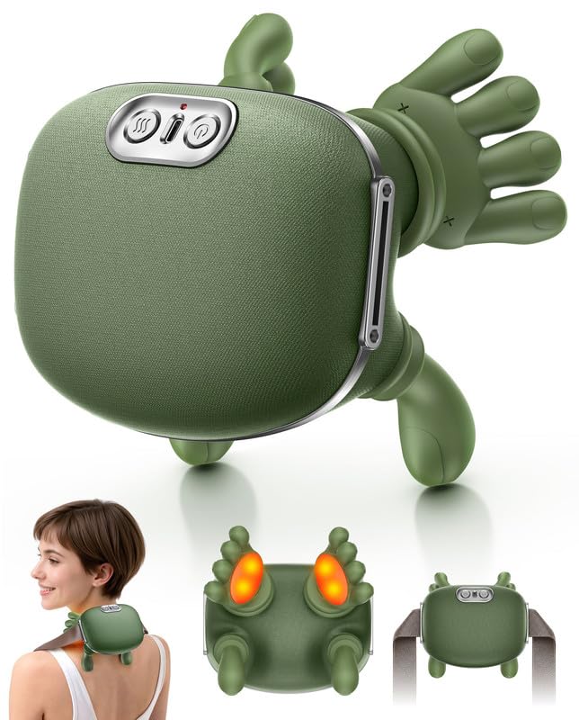 Massager, 4D Neck Massager with Heat, Heating Neck, 3 Massage Settings & 2 Heat Settings, Deep Tissue Massage for Neck and Shoulders, Rechargeable, Bionic Massager for Parents