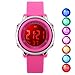 Kid Watch Multi Function 50M Waterproof Sport LED Alarm Stopwatch Digital Child Wristwatch for Boy Girl Pink