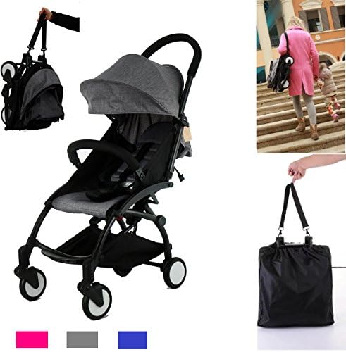 Grey Travel Easy Lightweight Pram Buggy Travel Pushchair Stroller Carry Bag eith Rain Cover Recliner Rainer Cover Fits in Small CAR Boots Peugeot 107 & Fiat 500C
