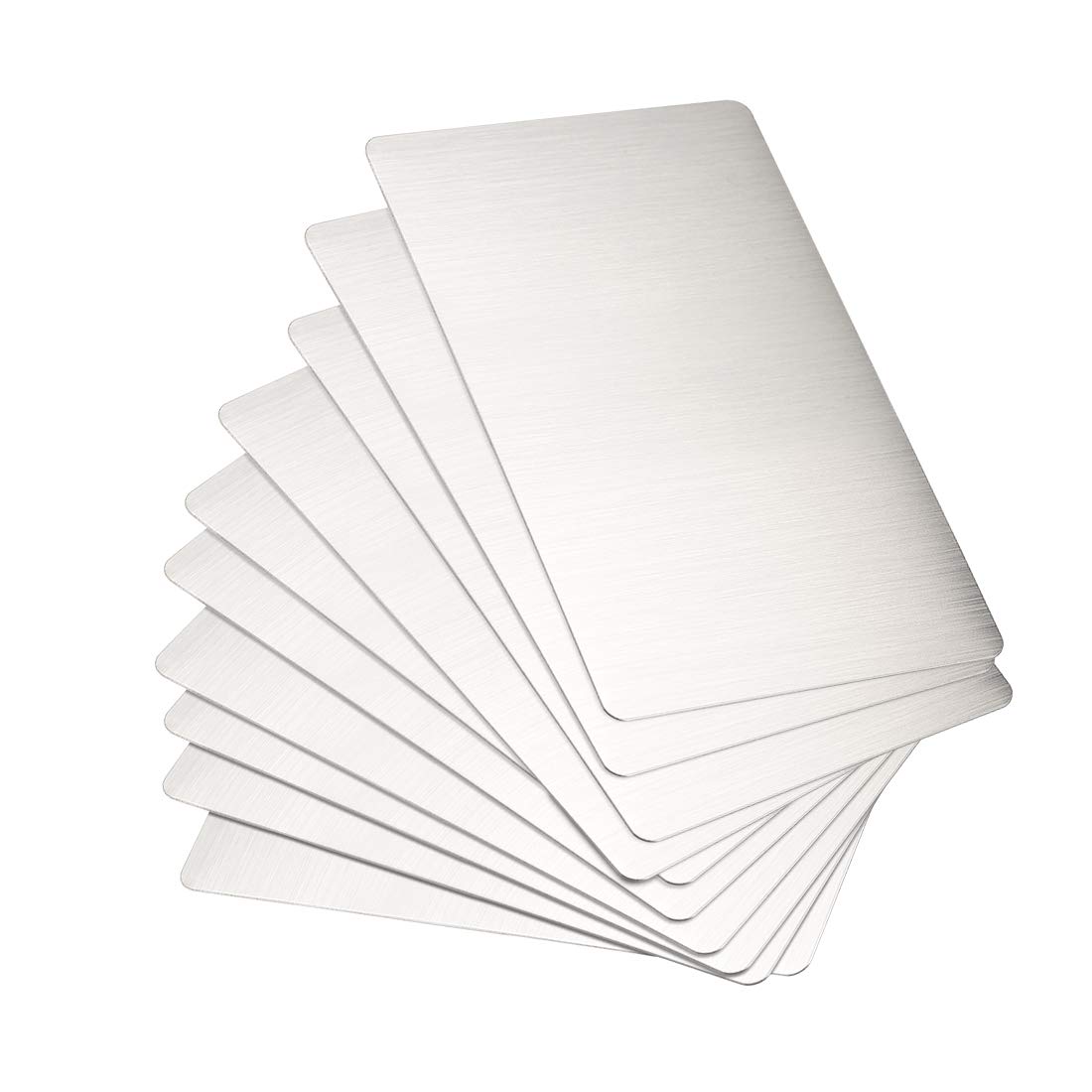 sourcing map Blank Metal Card 100x60x0.4mm Brushed 201 Stainless Steel Plate for DIY Laser Printing Engraving Silver Tone 20 Pcs