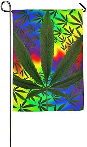 Trippy Pot Leaf Rasta Polyester Garden Flag House Banner For Party Yard Home Outdoor Decor