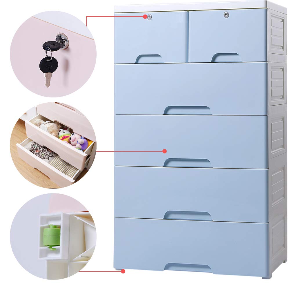 Nafener Nafenai 4 Drawer With 2 Cabinet Plastic Storage Bin Baby