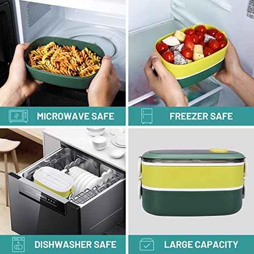 DANIA & DEAN Bento Box Lunch Box for Adult/Kids, 2 Stackable Portable