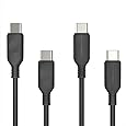 RAVPower 2-Pack USB C to USB C Charging Cables Fast Charging Functionality, Pack of 2 x Type-C to Type-C 3 ft / 0.9 m and a 6 ft / 1.8 m Power Cords for Type-C Devices (Black)