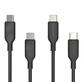 RAVPower 2-Pack USB C to USB C Charging Cables Fast Charging Functionality, Pack of 2 x Type-C to Type-C 3 ft / 0.9 m and a 6 ft / 1.8 m Power Cords for Type-C Devices (Black)