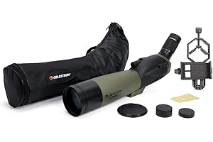 Celestron – Ultima 80 Angled Spotting Scope – 20-60x Zoom Eyepiece – Multi-Coated Optics for Bird Watching, Wildlife, Scenery and Hunting – Includes Soft Carrying Case and Smartphone Adapter