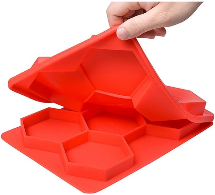 Silicone Burger Press,Grill Stuffed Presser,5-Patty,Single Cavity 3 3/4 x 3 1/4 Inch,BPA Free,Bakeware and Freezer Container for Patties,Hash Browns, Cutlets,Cookie Cutters - Red