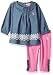 U.S. Polo Assn. Baby Girls' Fashion Top and Legging Set, Aurora Pink, 6/9 Months