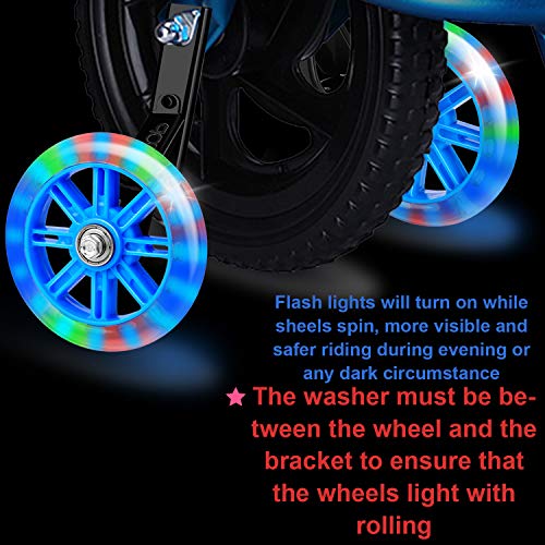 FORTOP Bicycle Training Wheels Heavy Duty Rear with Stabilizers Mounted Kit for Kids Boy Girls Bikes of 12 14 16 18 20 Inch (Blue Wheels, 16Inch)