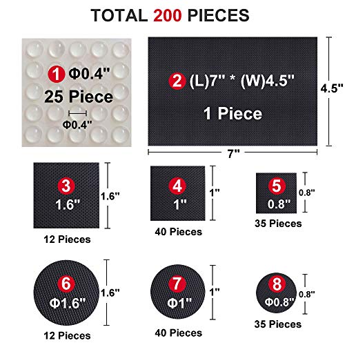 Furniture Pads 200 Pieces Furniture Pad Stopper Self Adhesive Square Square Rubber Pads Wood Floor Protector for Furniture Gripper on Hardwood Floor in a Case