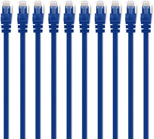 GearIT 10-Pack, Cat5e Ethernet Patch Cable 5 Feet - Snagless RJ45 Computer LAN Network Cord, Blue - Compatible with 10 Port Switch POE 10port Gigabit
