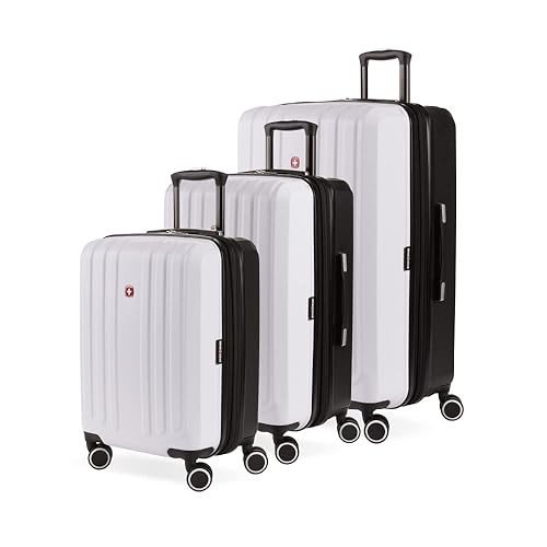 SwissGear 8028 Hardside Expandable Spinner Luggage, Black/White, - Main Image