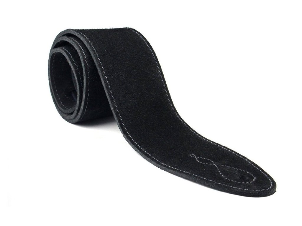Leathergraft 7cm Wide Black Suede Acoustic Electric Bass Guitar Strap with Reinforced Leather Strap Ends