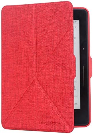 NIFTYNOOK Leather Origami Stand Case for Amazon Kindle Voyage (2014) w/Auto Sleep/Wake funtion, Red