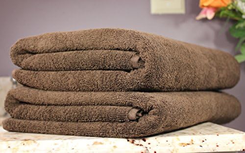 ORGANIC LUXURY HOTEL &amp; Spa EXTRA LARGE 2-Piece Bath Sheet Set, Turkish Cotton, Made in Turkey Maximum Softness &amp; Absorbency, Organic, Chemical-free, Antibacterial (Chocolate Brown.)