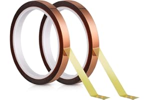 CoYlBod Heat Tape,Heat Resistant Tape,Heat Transfer Tape,Thermal Tape,High Temperature Tape, No Residue10mm X 33m Polyimide Tape for Sublimation,Masking, 3D Printing, Electric Task, Soldering