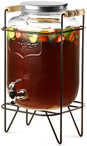 bar@drinkstuff Yorkshire Mason Jar Drinks Dispenser with Stand 8ltr Beverage Dispenser, Mason Jar Beverage Dispenser - Image 3