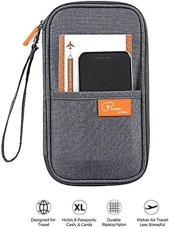 Pensenion Travel Passport Wallet Case, Waterproof Passport Holder Rfid Blocking with Zipper for Men Women Family - Grey