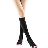 Verdancy Yoga Pilates Toe Socks Toeless Socks with Grips for Women Non Slip Cushioned Knee Highs Over Calf Socks