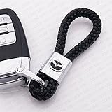 For Mazda Logo Emblem Key Chain Key Ring Metal Alloy BV Style Black Leather Gift Decoration Accessories
