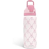 Coquette Bow Insulated Stainless Steel Water Bottle with Straw for Sports and Travel, 32oz Gifts for Women Girls Friends Teens Birthday Christmas