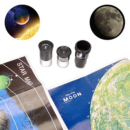 MOUTEC Real Scientific Telescope for Kids Astronomy Beginners to Explore Space, Dual-Purpose 50mm Travel Scope with Tabletop Tripod Moon Star Maps-Great Birthday & Holiday Educational Gift for Child - Thumbnail 3
