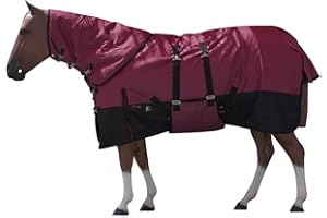 HILASON 76 in 1200D Ripstop Waterproof Turnout Winter Horse Blanket Neck Cover