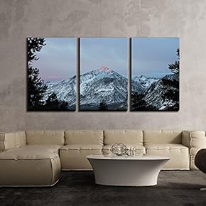 3 Piece Canvas Wall Art - Snow Mountain Landscape - Modern Home Art Stretched and Framed Ready to Hang - 16"x24"x3 Panels