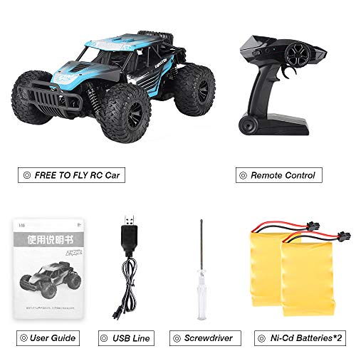 Boy Toys Remote Control Car - 20KM/H High Speed Race Car Can Drift 2.4Ghz 1/16 Off Road RC Truck with Two Rechargeable Battrreries Top Toys for Kids 8 10 12 UP Year Old(Blue)