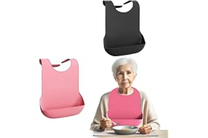 LOVEJO 2-Pack Silicone Bibs for Adults - S & L Sizes, Washable Mealtime Protector for Elderly