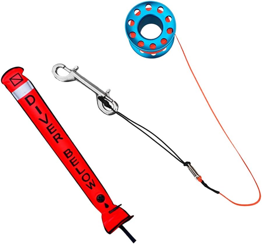 IPOTCH Reflective Inflatable Scuba Diving Surface Marker Buoy SMB Kit & 15m Dive Reel