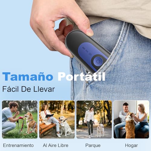 Dog Repeller, Anti Bark for Ultrasonic Dogs 3 Modes, Safe and Humane Device to Stop Barking, 15M Range, Portable with LED Flashlight, for Small, Medium, and Large Dogs