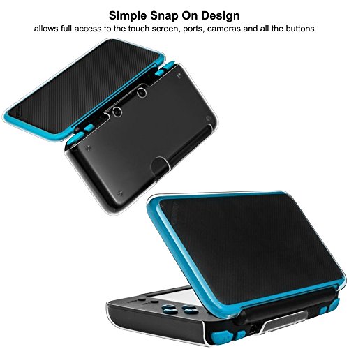 Hard-Case-for-NEW-Nintendo-2DS-XL-with-2-Packs-Screen-Protector-AFUNTA-Anti-Scratch-Crystal-Clear-Case-with-4-Pcs-Tempered-Glass-Protective-Films-for-Top-and-Bottom-Screen