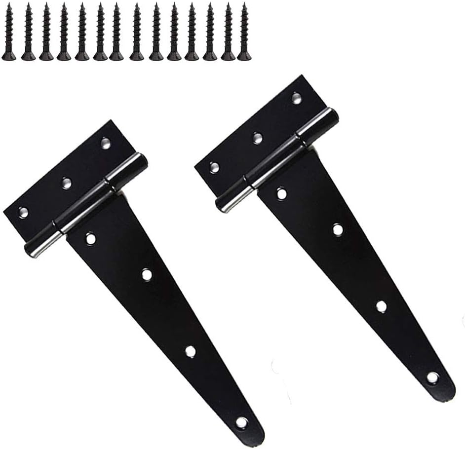 KAIISSA 2 PCS T Hinges Heavy Duty T Shape Hinges T Strap Hinges Black