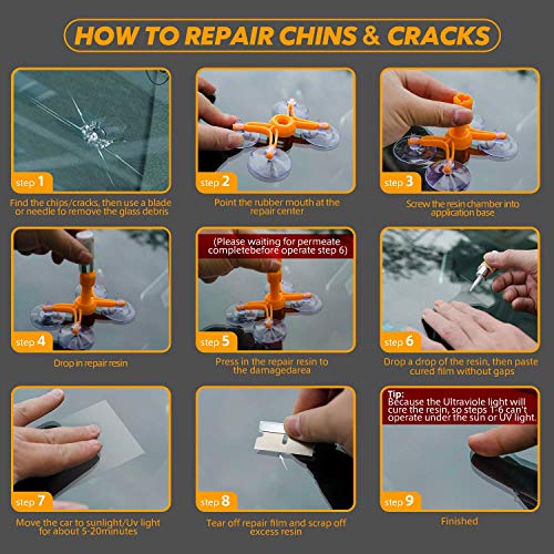 Bamoer Auto Windshield Repair Tool, Car Windshield Repair Kit with Windshield Repair Resin for Windshield Chip Repair, Windshield Crack Repair and Glass Repair