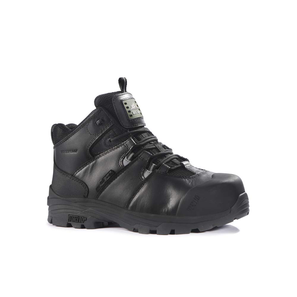 Rock Fall Rhyolite Internal Metatarsal Steel Toe Cap Safety Boot Black Unisex, Fully Waterproof Safety Boots, SRC Slip Rated Work, Heat Resistant Outsole and Metatarsal Protection UK 3