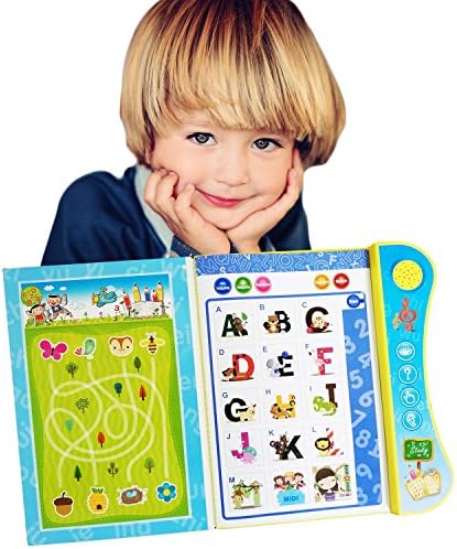 Wowok ABC Sound Books for Children, Touch and Teach Lettets and Words Learning Book, Fun Educational Toy Learning Activities for English Alphabet, Words, Numbers, Animals, Fruit, Vehicle for Toddlers