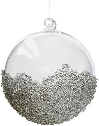Hosley's Clear Glass Frost Ball Ornament, 4" Diameter. 18 K