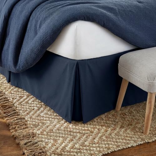Linen Market Pleated Bed Skirt, Twin X-Large, Navy