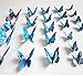 Romantiko 12 Pcs Fashion 3D Butterfly Decor Decal Wall Stickers Art(Blue)