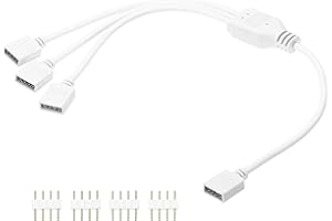 MECCANIXITY RGB Splitter Cable, 12V 12" 4 Pin 1 to 3 Female to Female RGB Adapter Cable with 4 Pin Male Connectors for PC Com