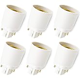 TobeBright 6-Pack Gx24q to E26/E27 Socket Adapter, 4 Pin Short GX24 to Medium Edison Screw Base Converter Replace PL GX24Q Holder, Must Rewire/Remove/Bypass The Ballast