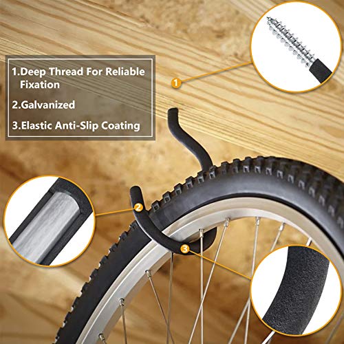 KURUI Bike Hooks for Ceiling, 8 Pack Heavy Duty Garage Bike Hooks Made of Carbon Steel with PVC