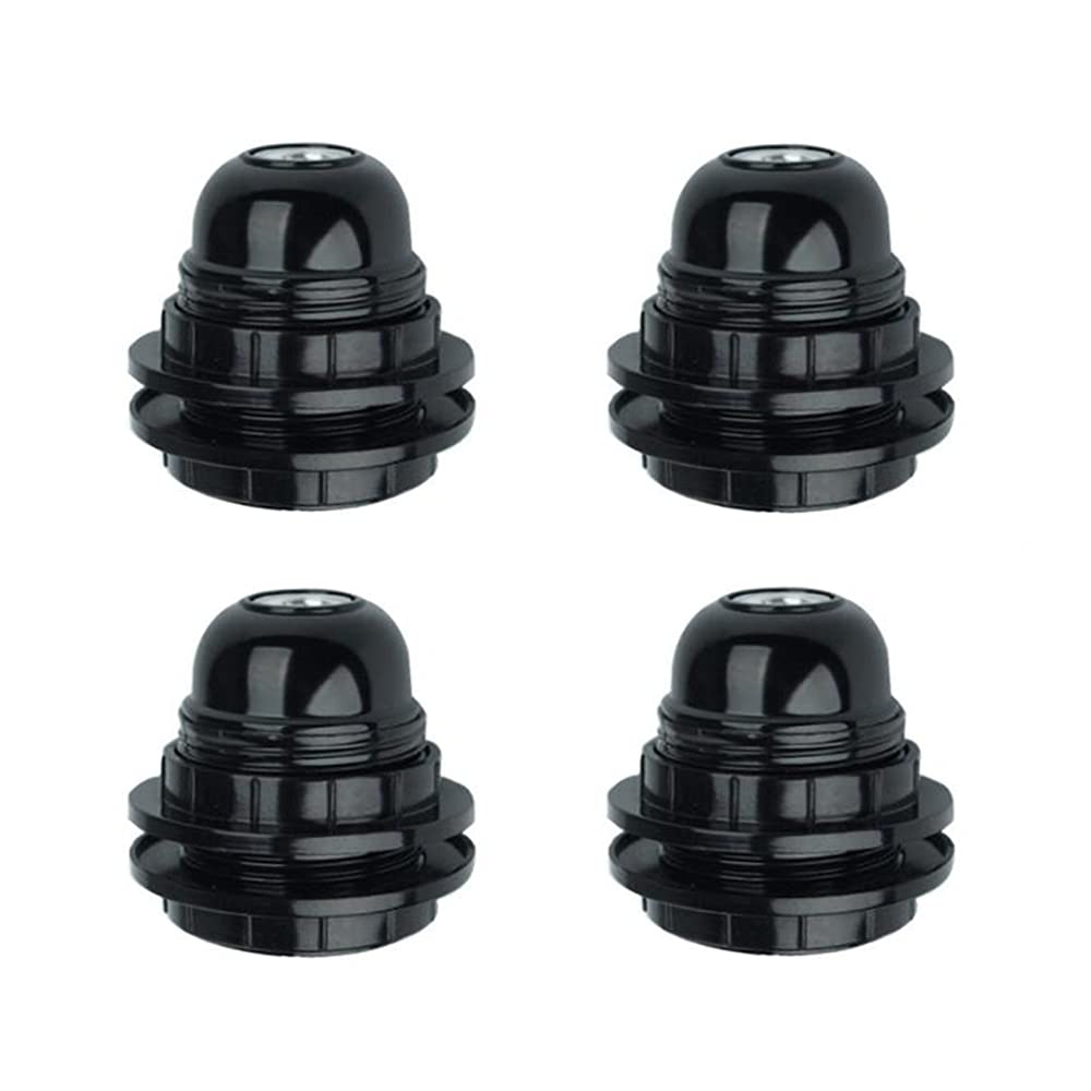 HSTHE Sea 4 Pcs Lamp Holder, Vintage Bulb Holders, Black Bakelite Edison Screw E27 Lampholders Fitting, External Thread Retro Style, for DIY Pendant Socket (Black)