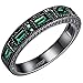 BOHG Jewelry Womens Black Gold Plated New Fashion Simple Mystic Green Cubic Zircon Crystal Ring Wedding