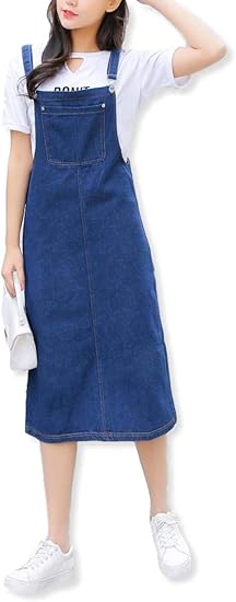 Amazon ハベリィ デニム サロペット ジャンパースカート ジャンスカ ロング ワンピース スカート レディース スカート 通販